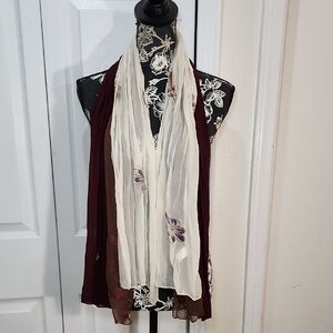 3 Floral And Sheer Scarf Bundle